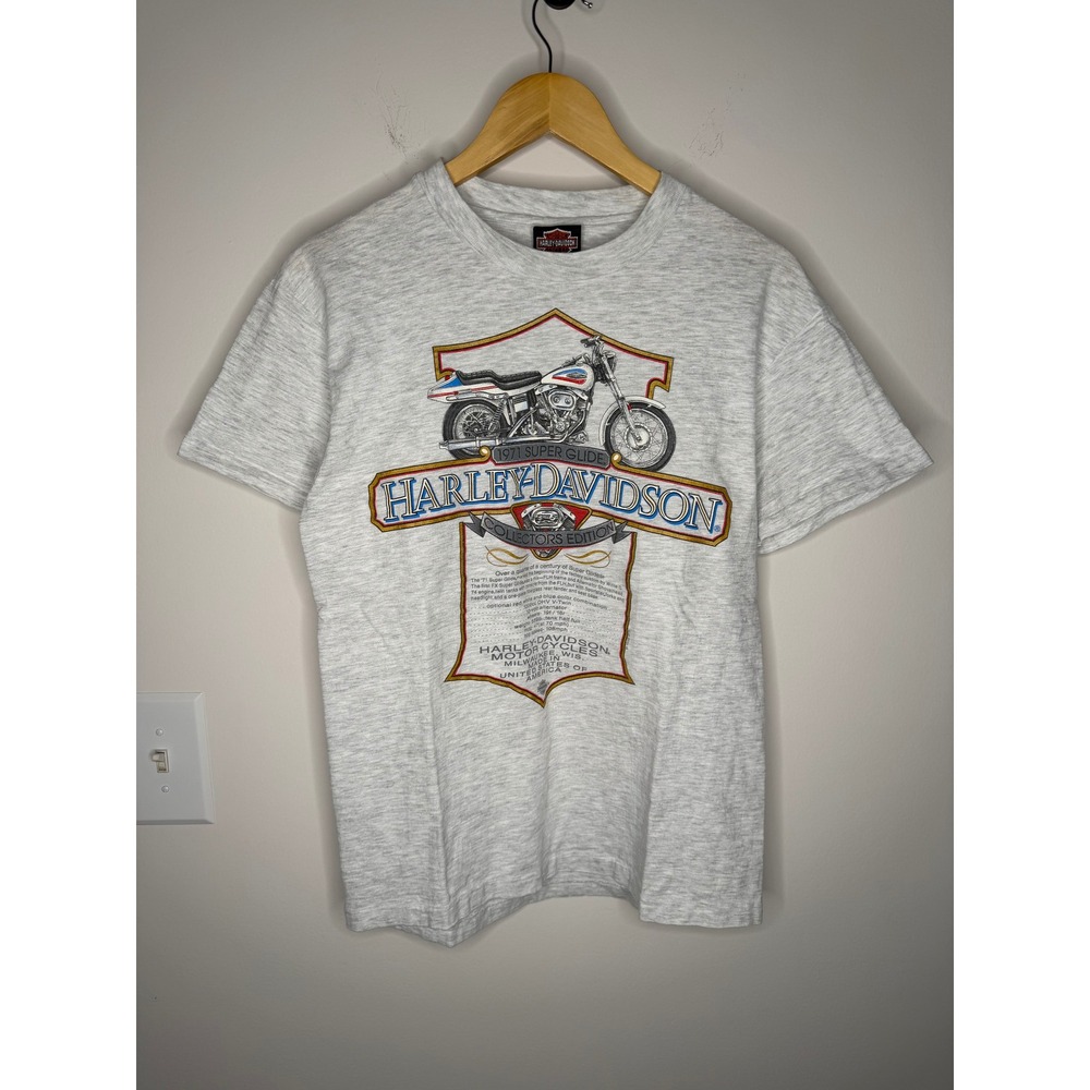 Vintage 90s Harley Davidson 1971 Super Glide Shirt Biker Hanes Beefy Size Medium